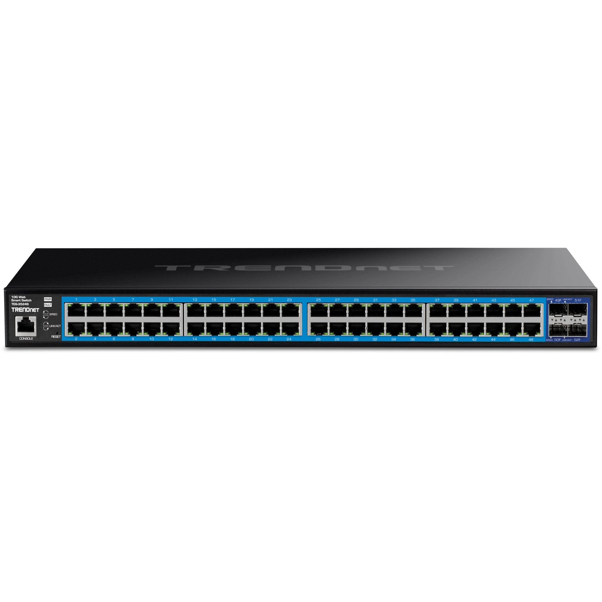 TRENDnet TEG-3524S – Managed L2+ Switch – 48× 1G, 4× SFP+, 19", 1U