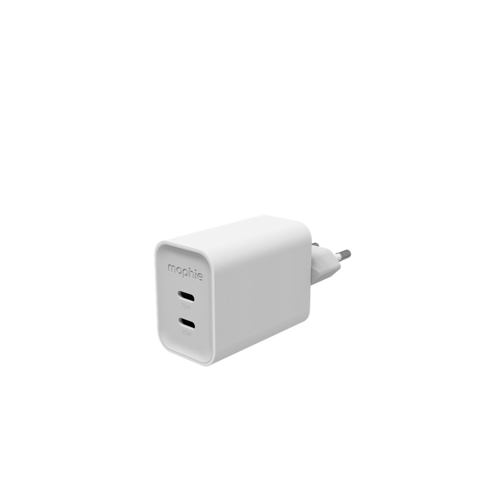 mophie Speedport 70 USB-Ladegerät 70 W – USB-C×2 – PD, GaN, EU-Stecker (Typ C) – Weiss