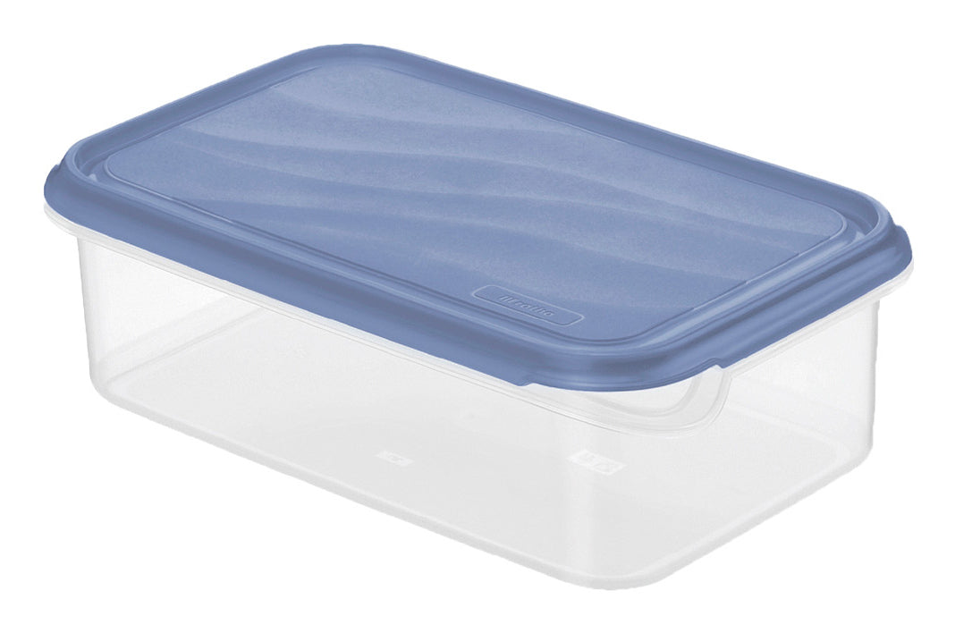 Rotho Vorratsdose 1,5 l, 16 × 24 × 7,5 cm, Kunststoff, transparent/blau