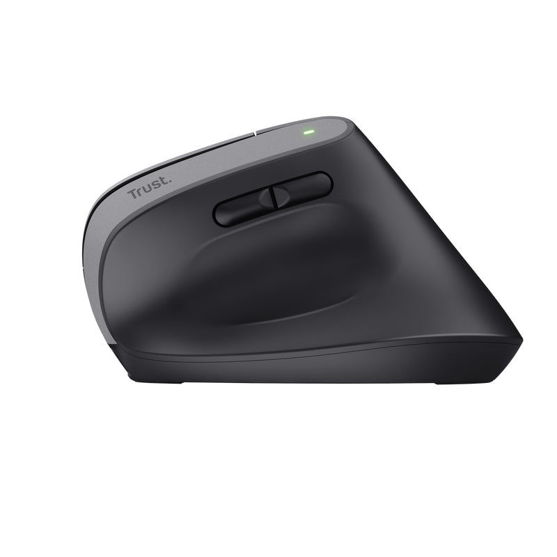 Trust Bayo+ Ergonomische Maus – kabellos, Bluetooth + 2,4 GHz (USB-A), 2'400 dpi, 6 Tasten, für Rechtshänder