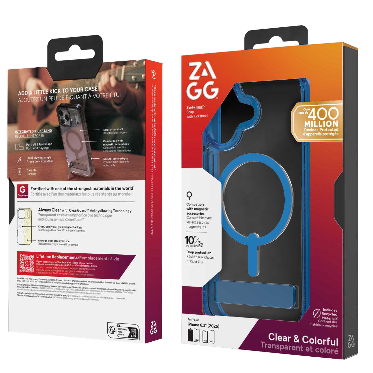 ZAGG Santa Cruz Snap – Backcover – für Apple iPhone 17, Graphen, blau/transparent, bis 4 m Sturzsicher