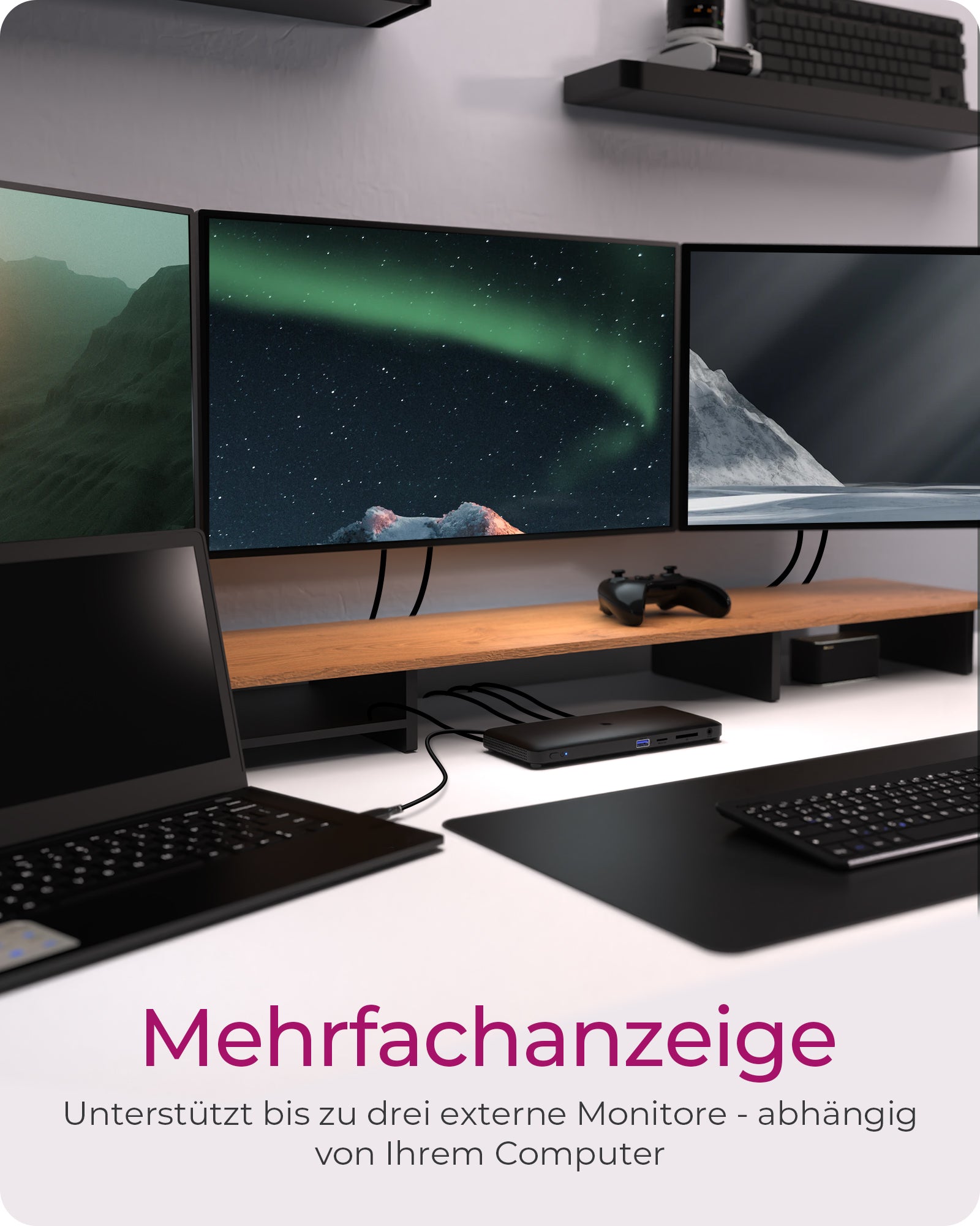 ICY BOX IBDK2416C Dockingstation – USB-C, 1× DP, 2× HDMI, 4× USB-A, 65 W PD, GbE, für Windows/Mac/ChromeOS