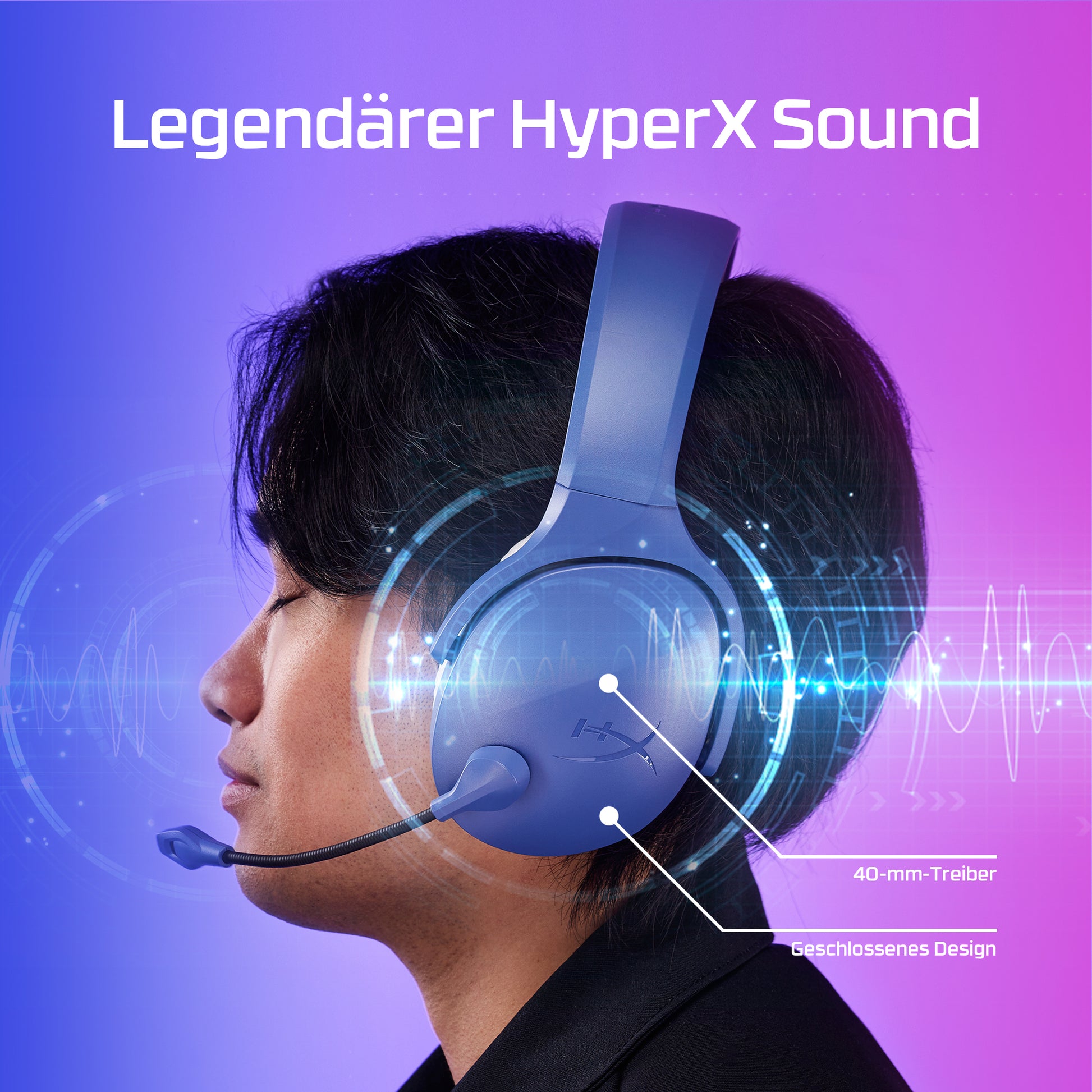 HyperX Cloud Jet Wireless Gaming-Headset – Over-Ear, Stereo, BT, Schwarz, BT 5.3
