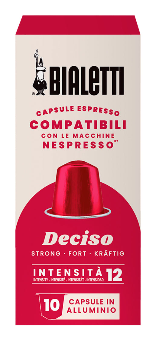 Bialetti Deciso – Kapseln für Nespresso – Espresso, Intensität 12, 10 Kapseln