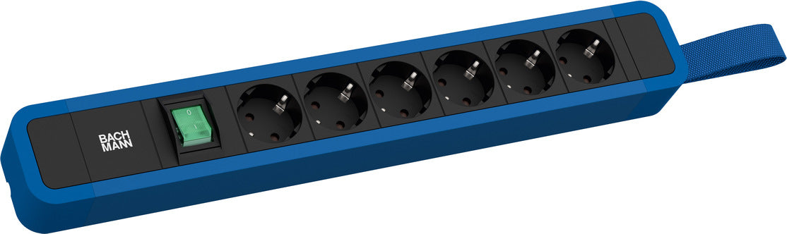 Bachmann PRIMO 2 – Steckdosenleiste, 6× Schuko (Typ F), mit Schalter, 2 m, Stecker CEE 7/7