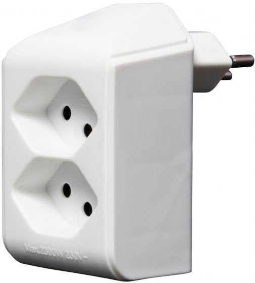 Brennenstuhl Adapterkabel, 2×T13, Eingang T13, drehbar 300°, 80×50×80 mm – Weiss