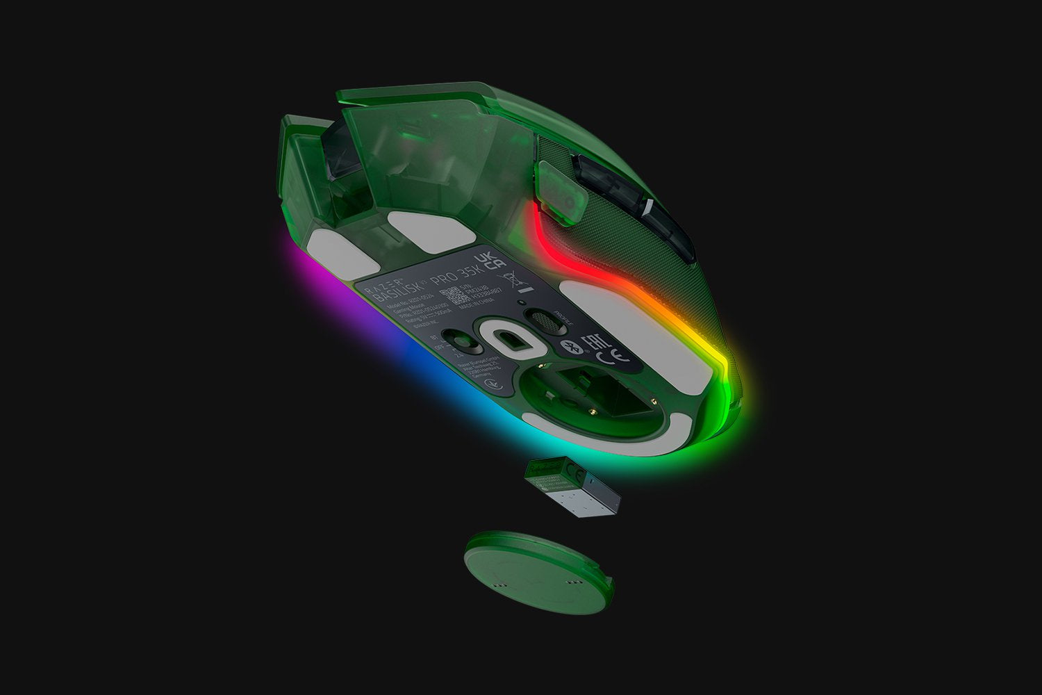 Razer Basilisk V3 Phantom Green Edition Gaming-Maus – kabellos, RGB-Beleuchtung, Ein-/Ausschalter, grün