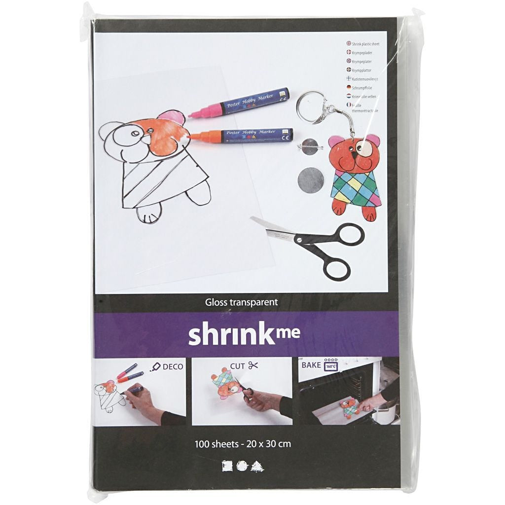 Creativ Company Schrumpfplatten glänzend – transparent – 20 × 30 cm