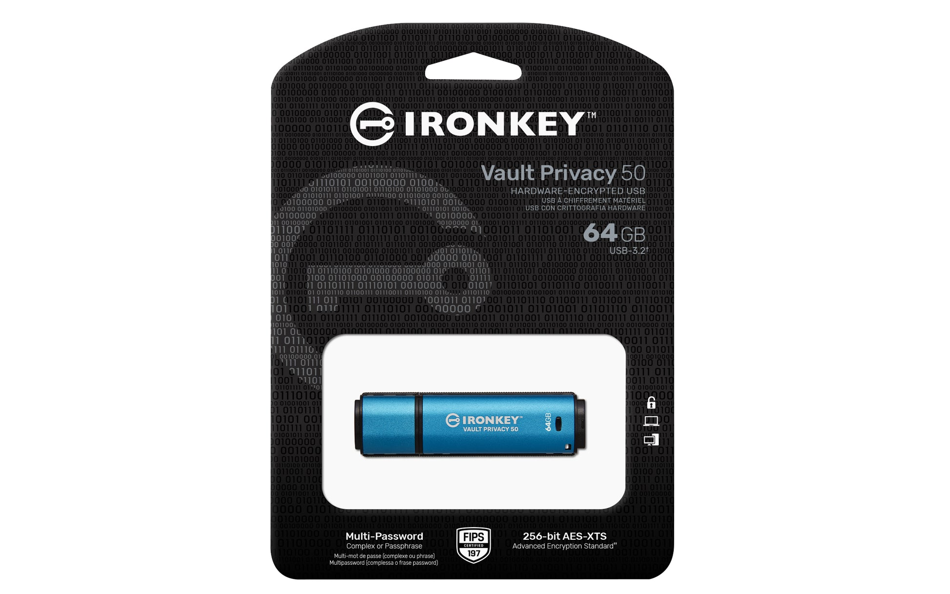 Kingston Technology Kingston IronKey Vault Privacy 50 USB-Stick – 64 GB, AES-256 Verschlüsselung, FIPS 197
