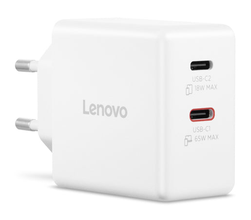 Lenovo G0A6065WEU USB-Desktop-Ladegerät 65 W – USB-C×2 – 1,5 m Kabel, Weiss – für mobile Geräte