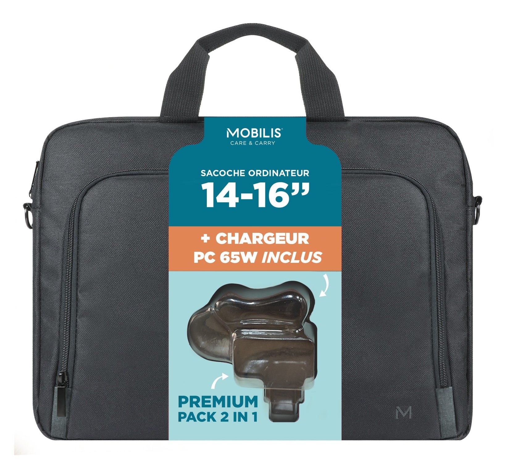 Mobilis Notebook-Tasche bis 16" – 12 l, Schultergurt – Schwarz