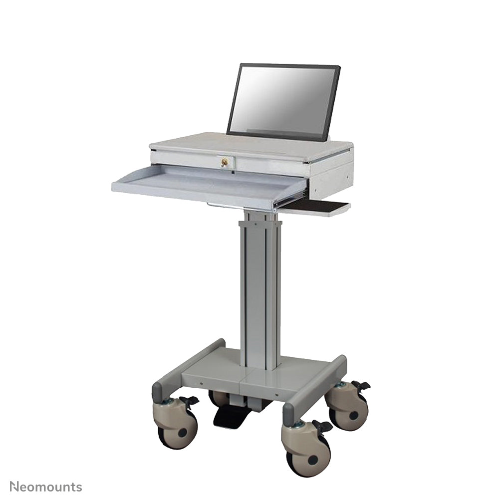 Neomounts IT-/Medizin-Fahrwagen – 60 × 54,4 × 121,2 cm, höhenverstellbar, grau, Stahl, für Laptops bis 17"
