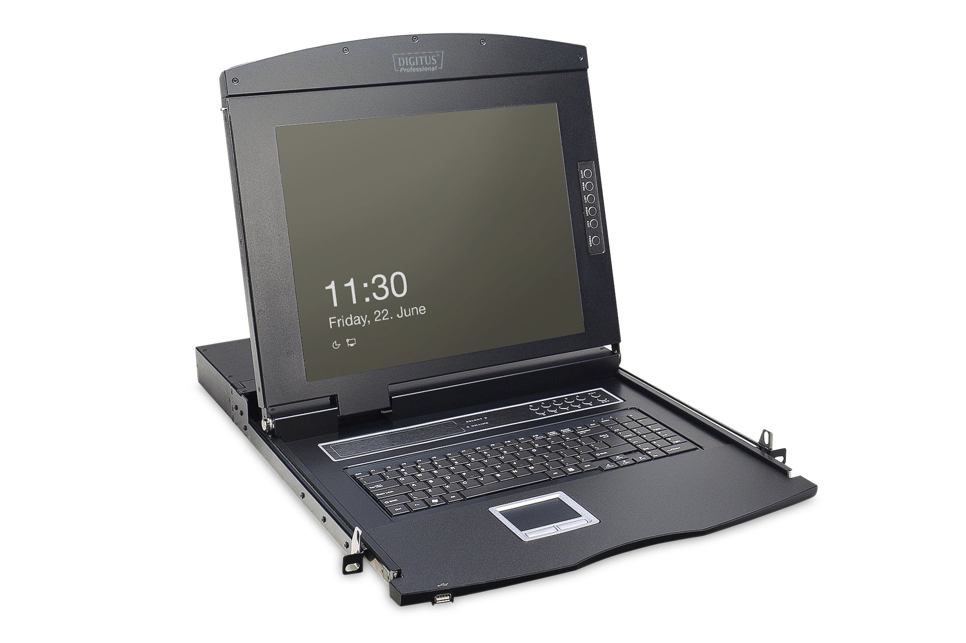 Digitus 17" Rack-LCD-Konsole – 8-Port VGA KVM, 1280 × 1024, US-Tastatur – 1U