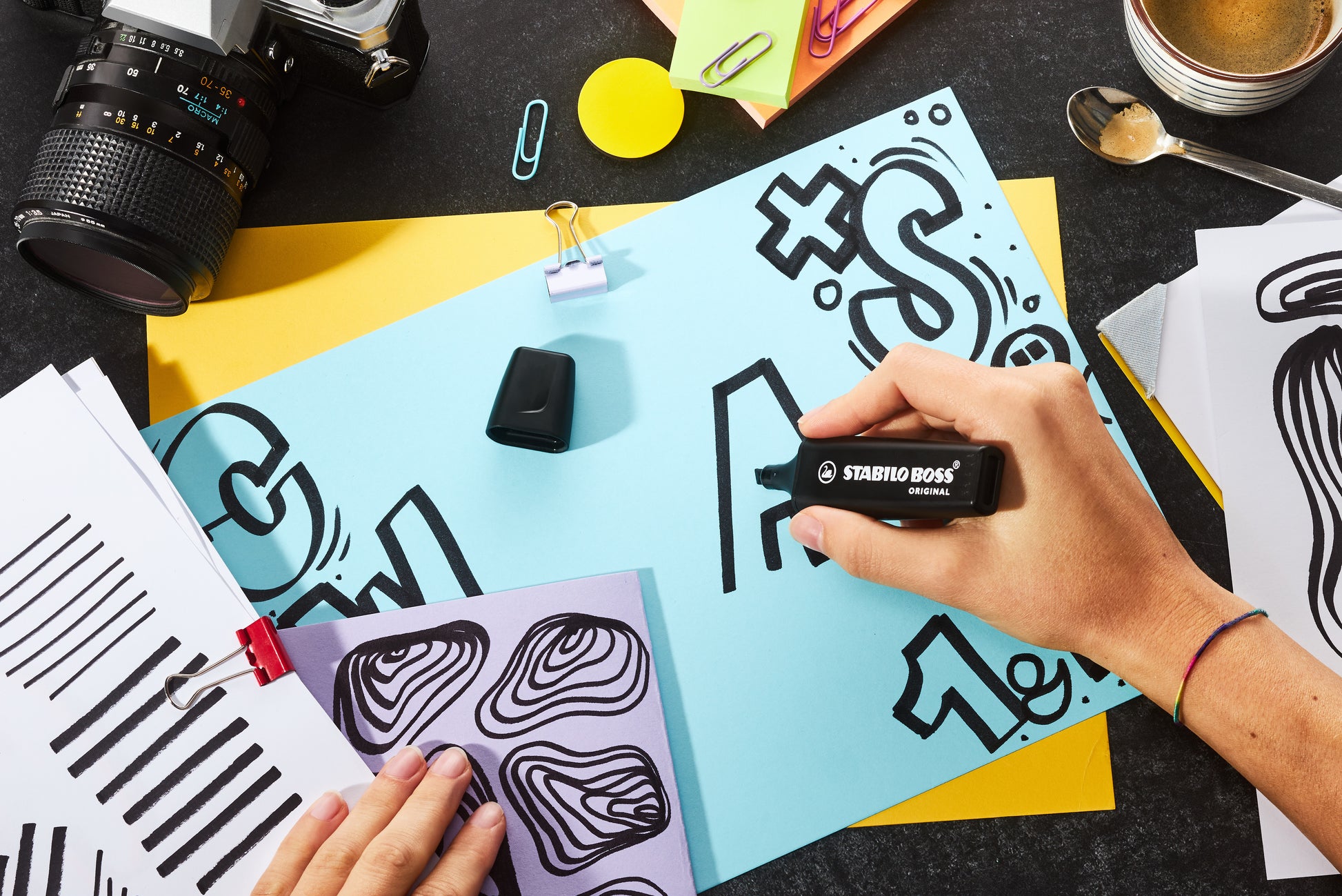 STABILO BOSS Original Textmarker Schwarz – Keilspitze, 2–5 mm, nachfüllbar