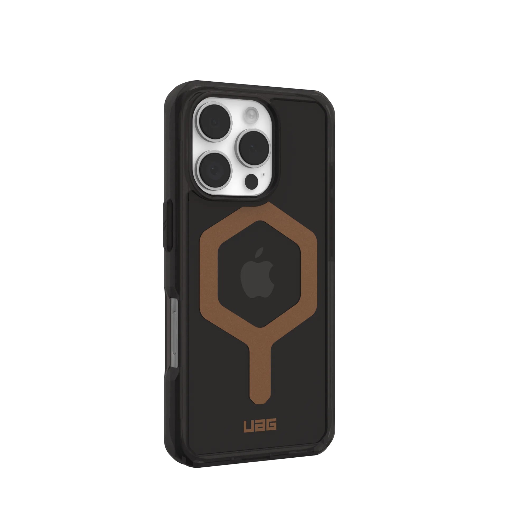 Urban Armor Gear Backcover Plyo – für Apple iPhone 16 Pro – schwarz/bronze – TPU – MagSafe-kompatibel