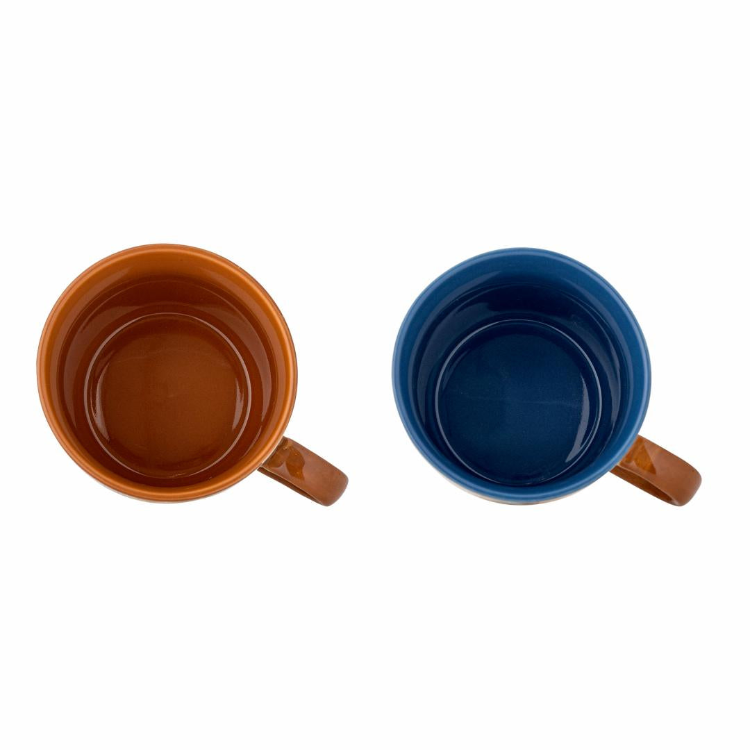 Bloomingville Teetasse – 2er Set, 300 ml, Ø 9,5 cm, Steingut, Mehrfarbig, spülmaschinenfest