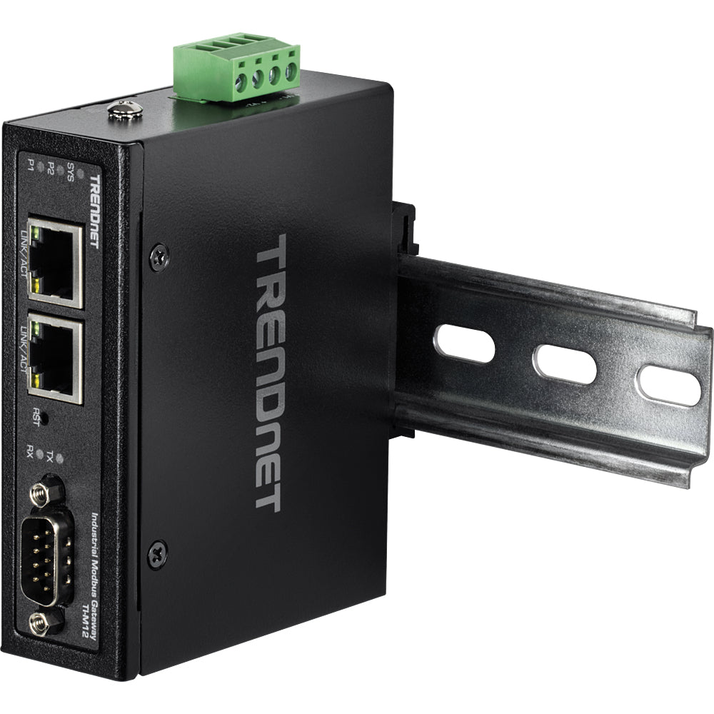 Trendnet TI-M12 – Modbus-Gateway – 1× serieller Port (RS-232/RS-422/RS-485), 2× 10/100 RJ-45, IP30