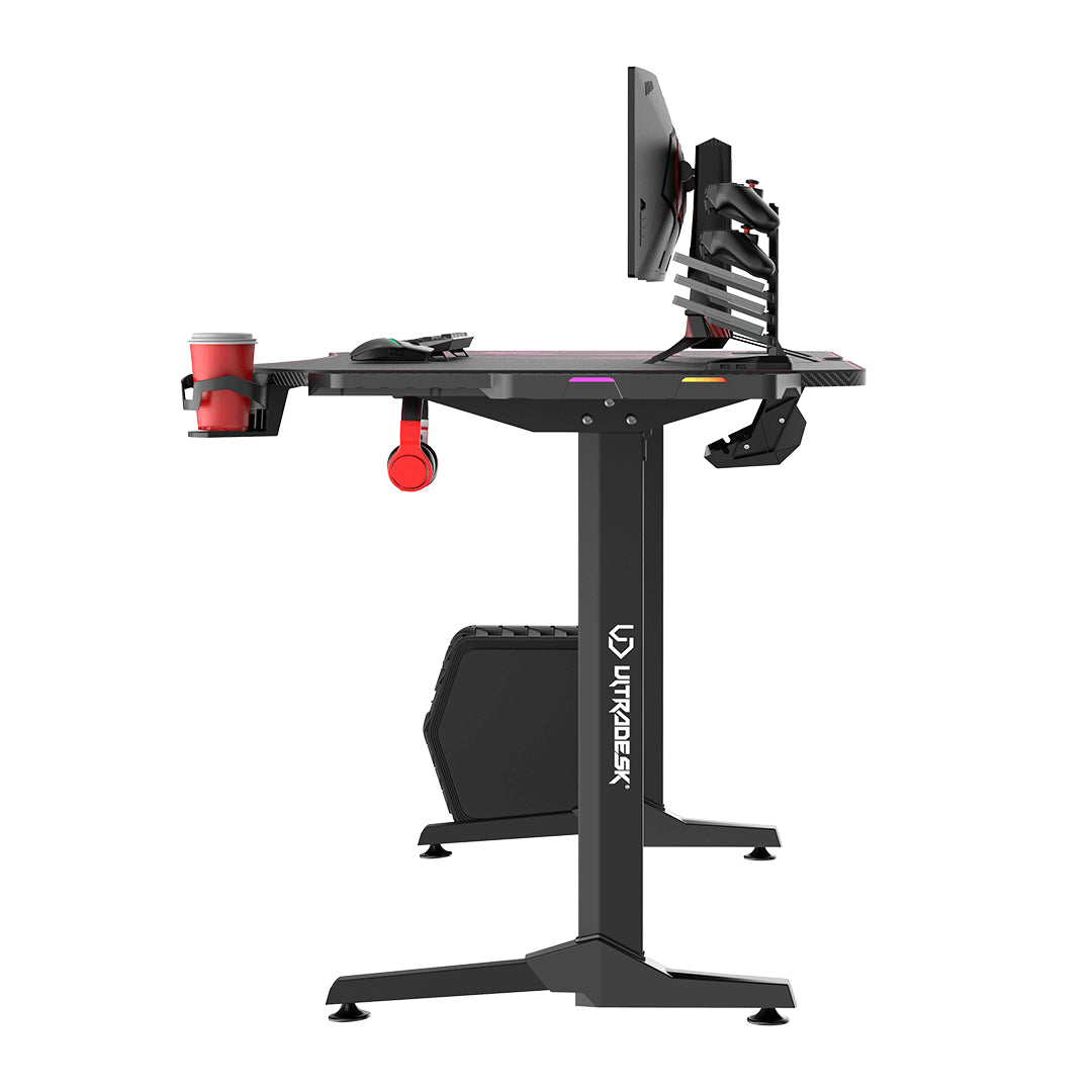 Ultradesk Frag XXL Gaming-Tisch – 165 × 75 cm, pink, Stahl