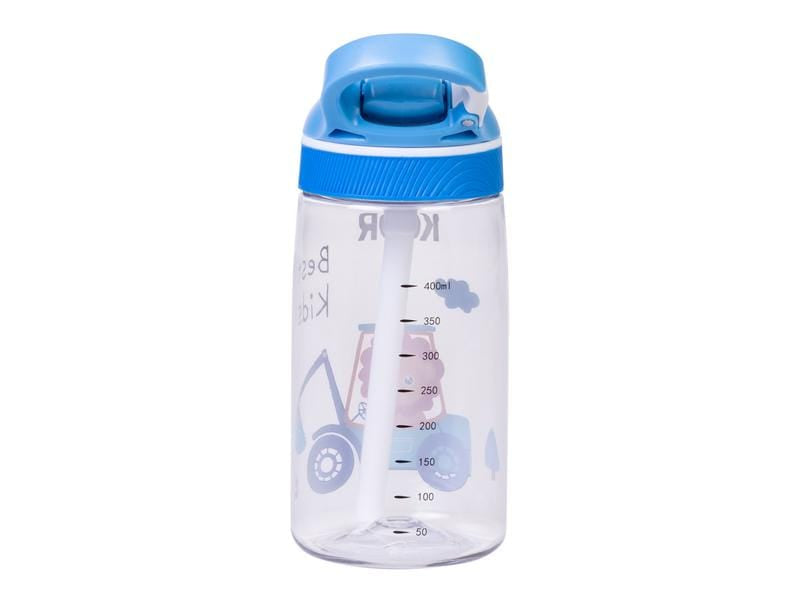 KOOR Bambini Leone Kindertrinkflasche 450 ml – mit Strohhalm, Tritan, Blau