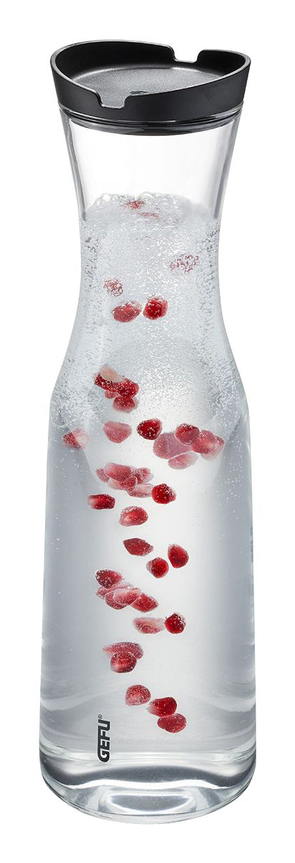GEFU Karaffe – 1 l, H 31,3 cm, Borosilikatglas/Kunststoff, Transparent, mit Deckel, spülmaschinenfest