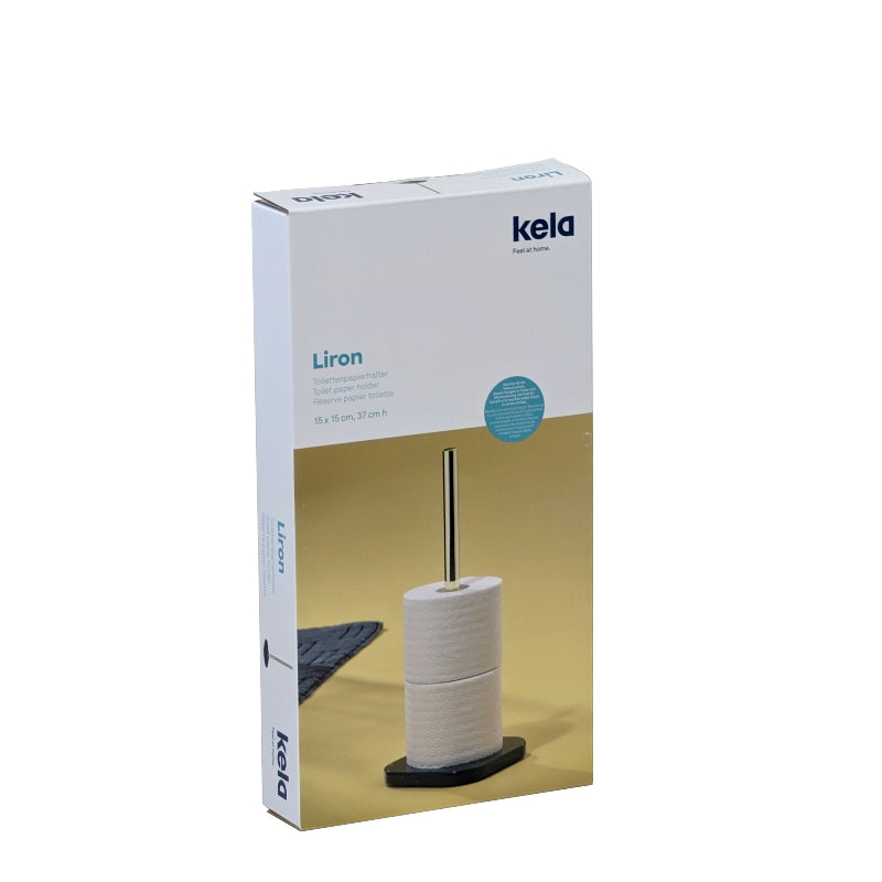 Kela Liron – Toilettenpapierständer – Marmor, Schwarz, für 3 Rollen, 15 × 15 × 37 cm
