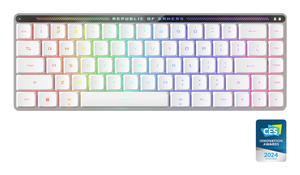 ASUS ROG Falchion RX – Gaming-Tastatur 65% – Mechanisch, RGB – Bluetooth & 2,4 GHz USB-A (Empfänger) – Weiss