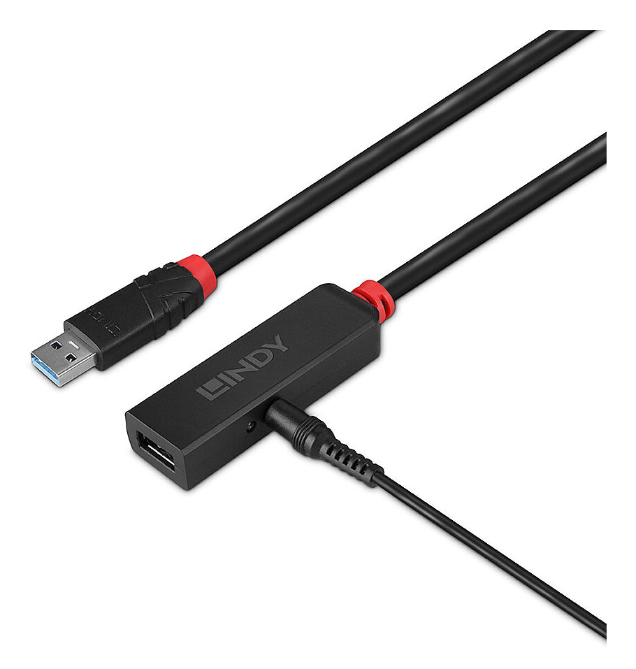 Lindy USB-C Verlängerungskabel (Stecker auf Buchse) – USB 3.2 Gen 1 (5 Gbit/s) – 8 m – Aktiv, LED – Schwarz