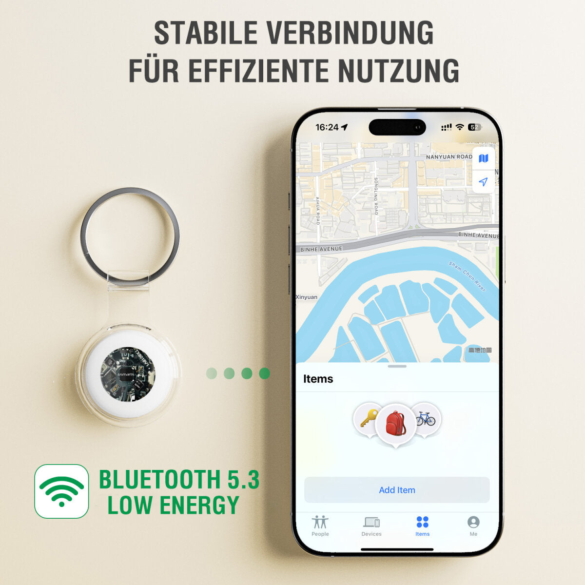 4smarts Bluetooth-Tracker Skytag – für Apple Find My-App, 95 × 105 × 15 mm, Weiss, 40 g