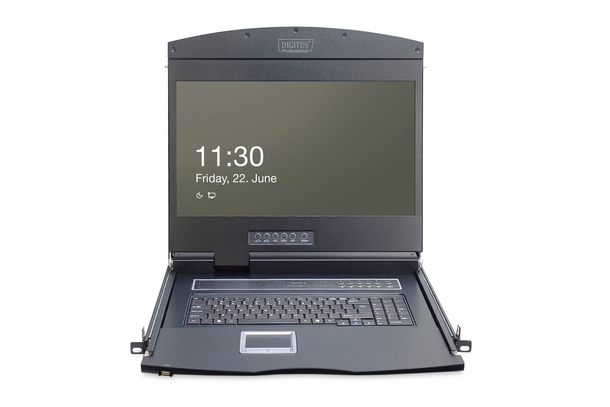 Digitus 19" Rack-LCD-Konsole – 1366 × 768, 8-Port VGA KVM, Layout DE – 1U