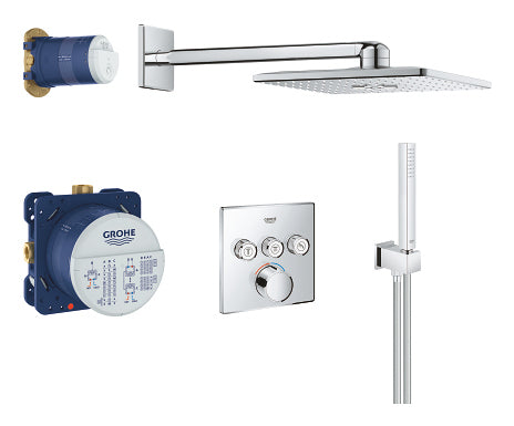 GROHE Badebatterie Smart Control – Einhebelmischer (Unterputz), Messing, Chrom