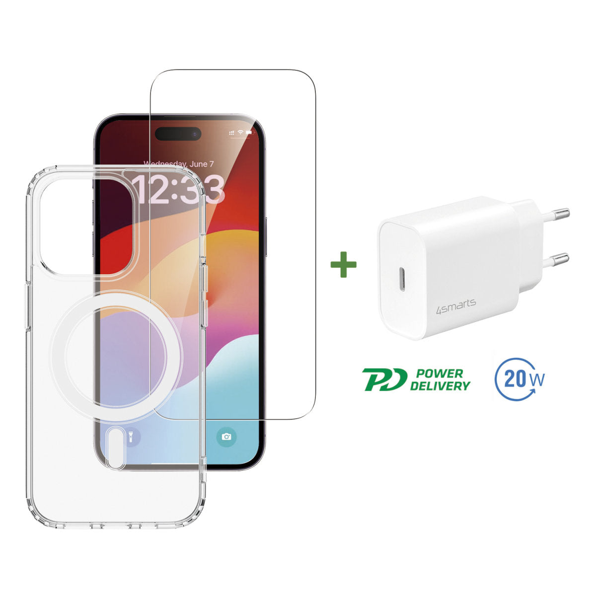 4smarts 3in1 Premium Starter Set – Spezial-Zubehör – USB‑C PD 20 W – für iPhone 15 Pro Max