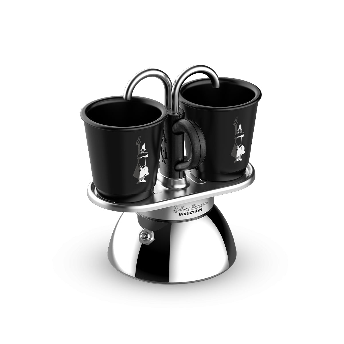 Bialetti Mini Express Espressokanne – 130 ml, 2 Tassen, für Induktion, Schwarz