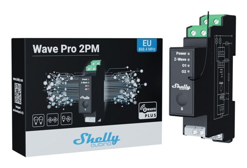 Shelly Schaltaktor – Z-Wave, 2 Kanäle (16 A pro Kanal), Leistungsmessung