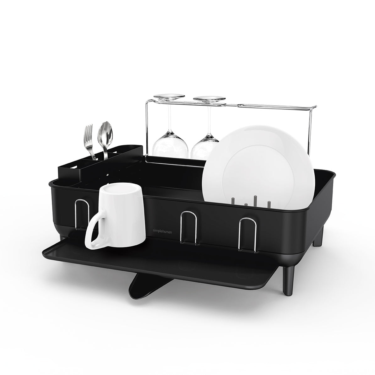 simplehuman Abtropfgestell 56,6 × 51,4 × 29,2 cm, Edelstahl/Kunststoff, schwarz matt