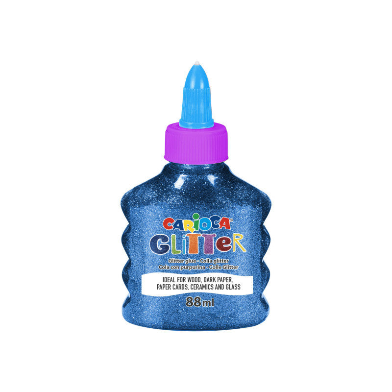 Carioca Glitzerkleber – Blau, 88 ml, für Karton