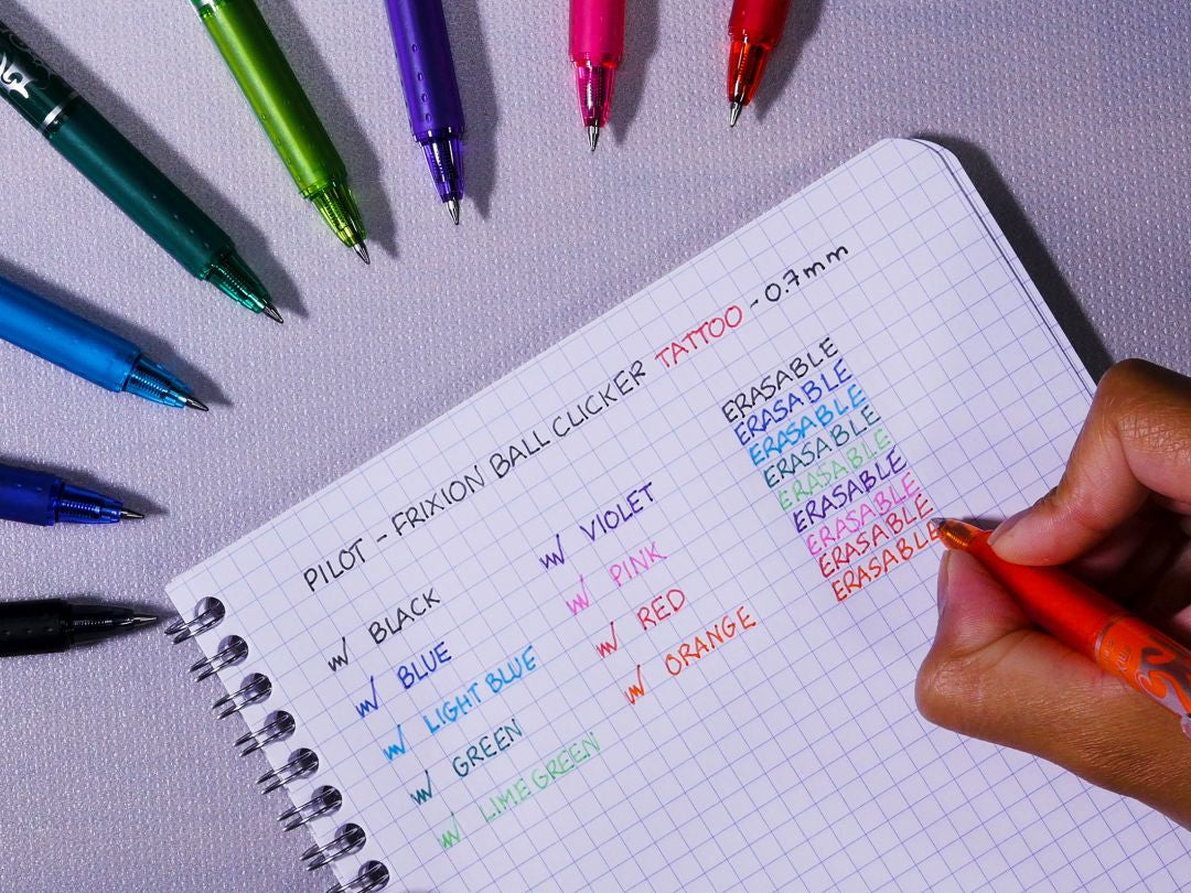 Pilot FriXion Clicker Set2Go – radierbares Tintenroller-Set, 0,7 mm, rot/blau/grün u. a., 4er Etui