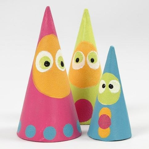 Creativ Company Pappmaché-Rohling, Papier, Kegel, Ø 8 × H 30 cm, Ø 9 × H 40 cm, Ø 11,5 × H 50 cm, 3 Stk.