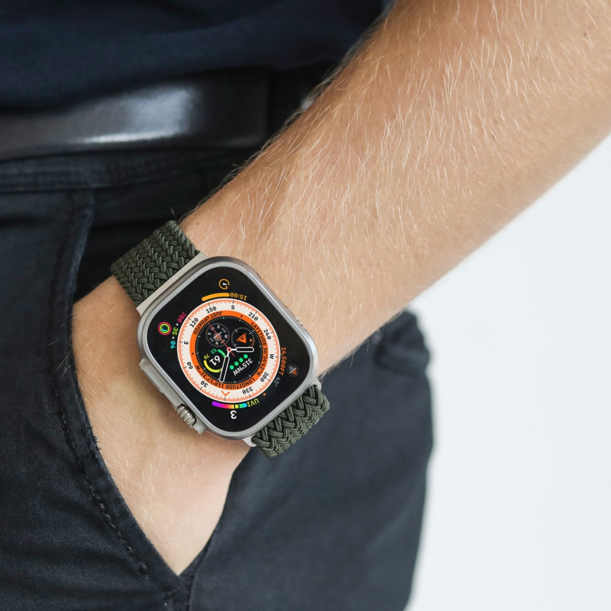 Vonmählen Woven Loop – Olive, für Apple Watch 44–49 mm