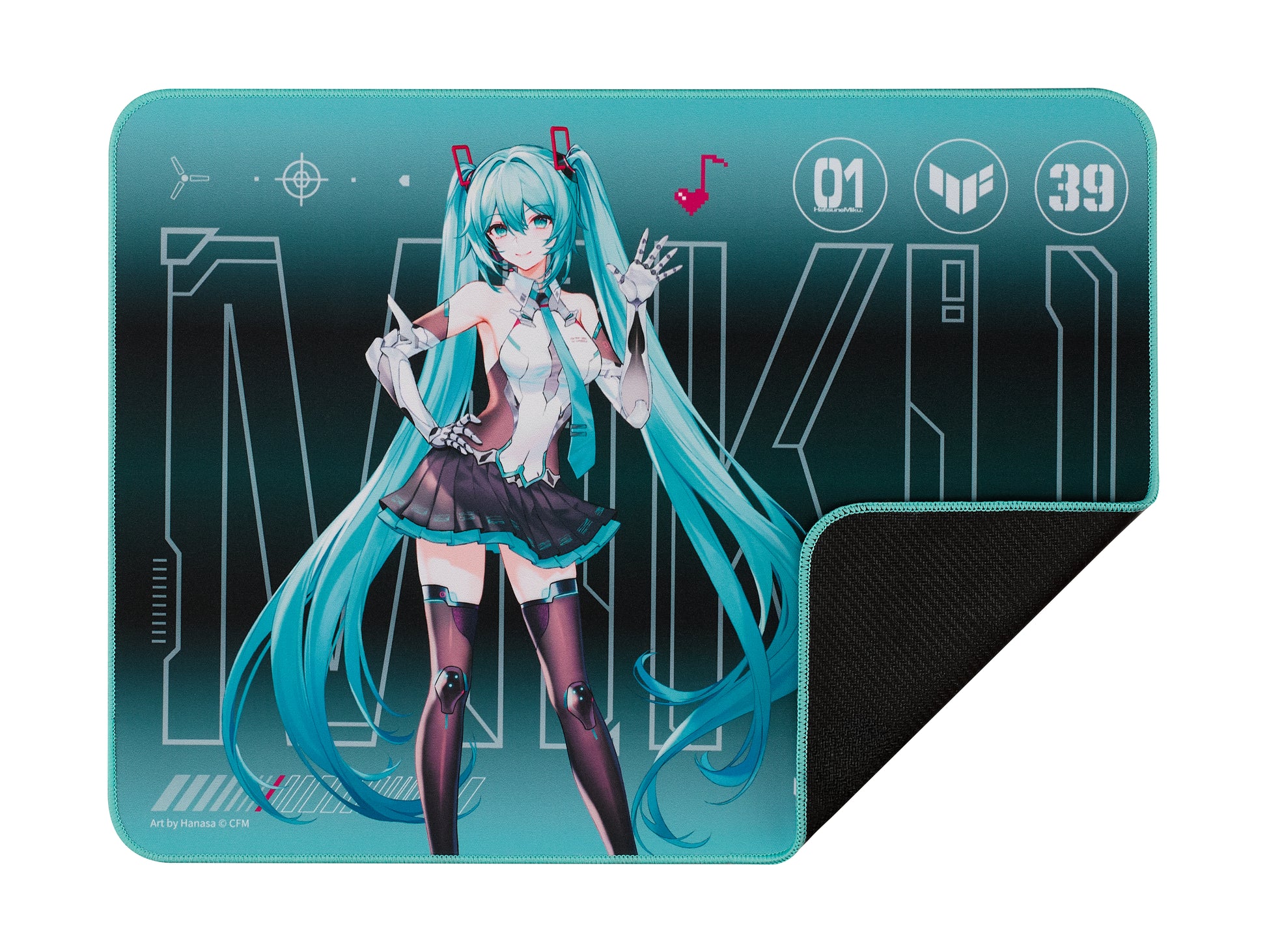 ASUS TUF Gaming P1 Hatsune Miku – Gaming-Mauspad – 360 × 260 mm, Stoff, Türkis