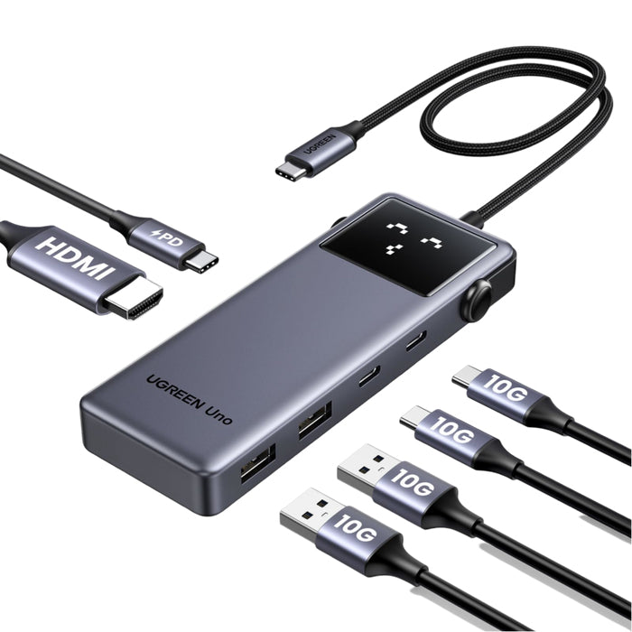 Ugreen Uno 35998 Multiport-Adapter – USB-C, 1× HDMI, 2× USB-A, 3× USB-C, 100 W PD, für Windows/Mac/Linux