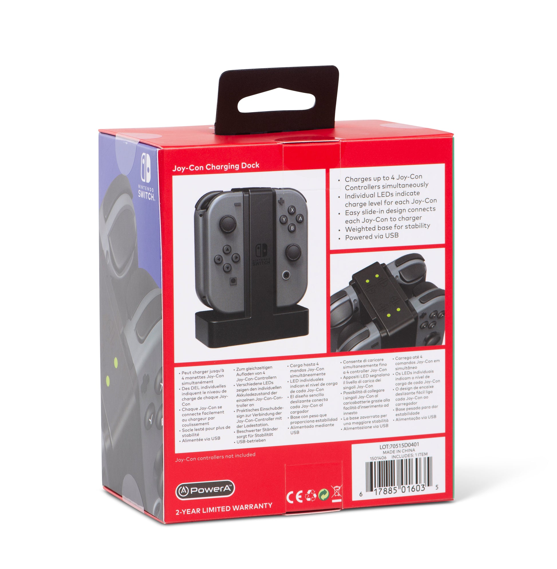 PowerA Joy-Con Ladestation – Ladestation für Nintendo Switch, lädt 4 Joy-Con gleichzeitig, Schwarz