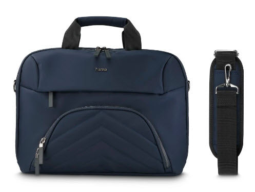 Hama Premium Leichte Notebook-Tasche bis 16,2" – Abnehmbarer Schultergurt, Trolleyband – Dunkelblau