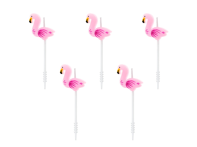 PartyDeco Geburtstagskerzen Flamingos – Rosa – 3 cm – 5 Stk