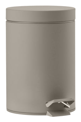 Zone Denmark Solo Papierkorb – 3 l, mit Deckel – Stahl, Taupe – Ø 170 × H 250 mm