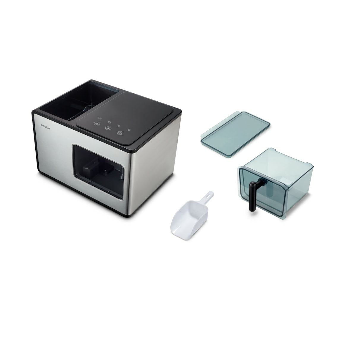 MEDION Eiswürfelmaschine MD 11960 – 15 kg/24 h, 2 l – schwarz/edelstahl