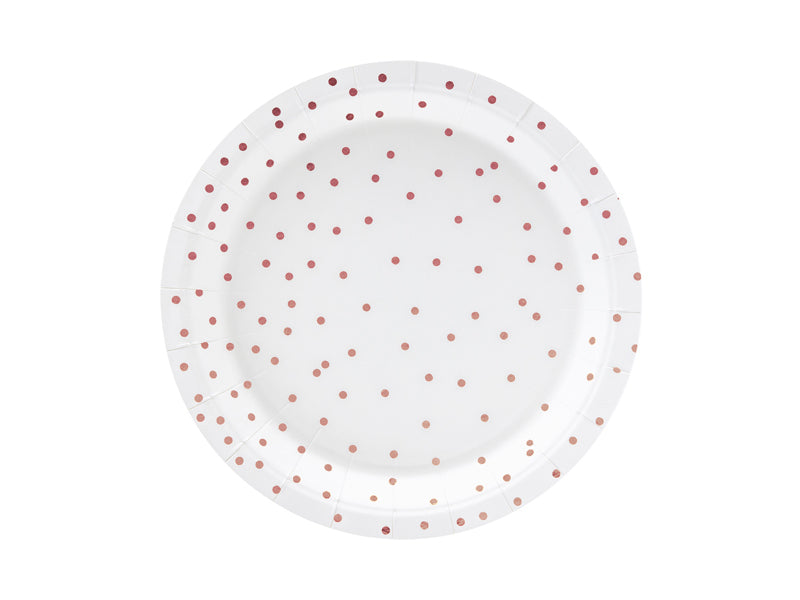PartyDeco Teller, Papier/Karton – Ø 18 cm, weiss, Punkte – 6 Stk.
