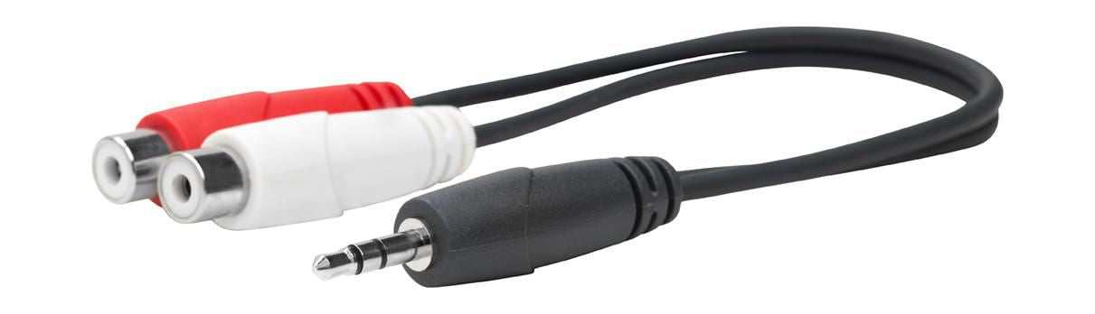 Vivolink 3,5-mm-auf-2×-Cinch-Adapterkabel – 2× Cinch Buchse – 3,5-mm-Klinke Stecker – 0,2 m, vergoldete Stecker