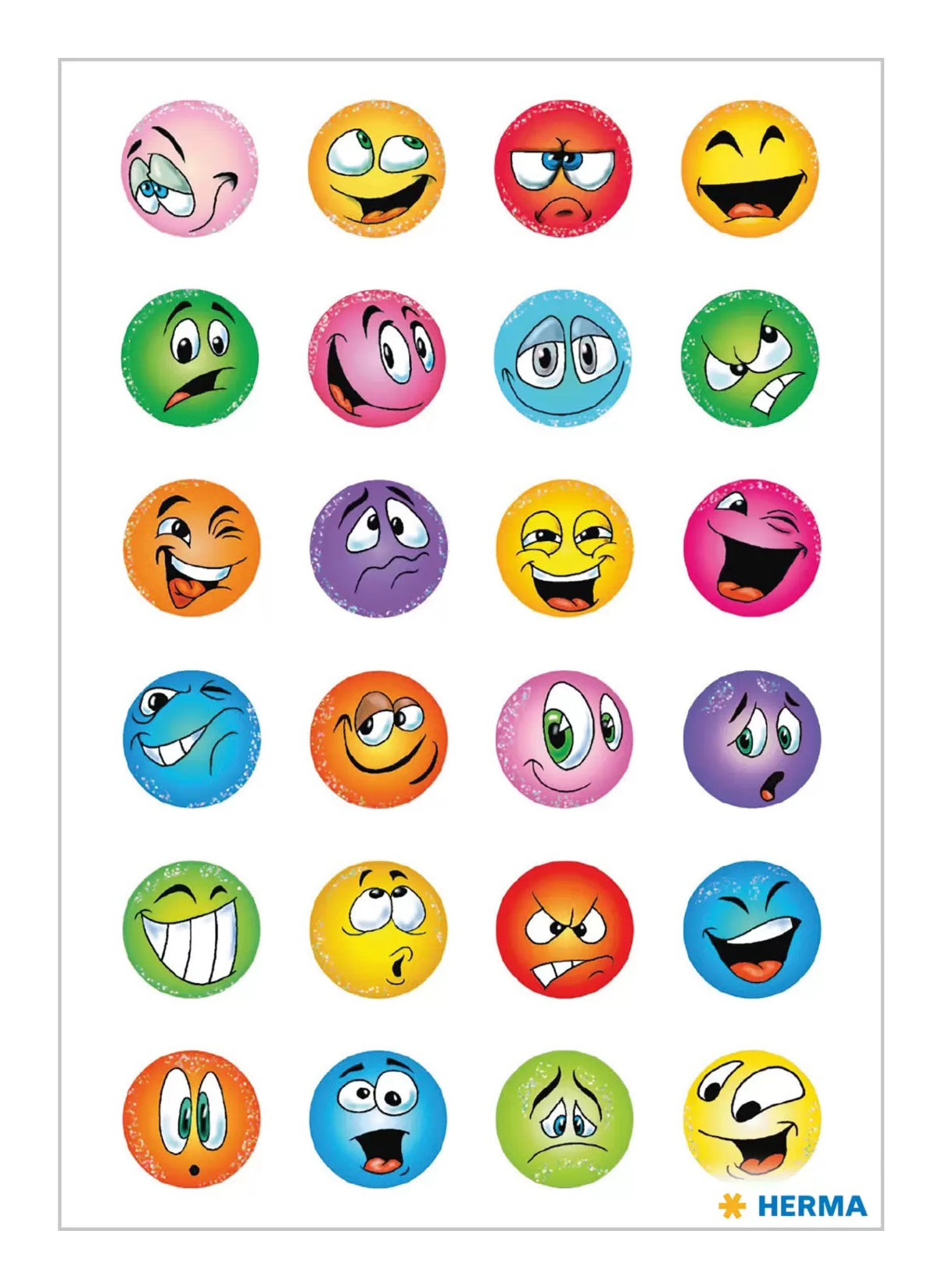 HERMA Schmucketiketten Belohnungssticker Smileys – 48 Stück – permanent – mehrfarbig