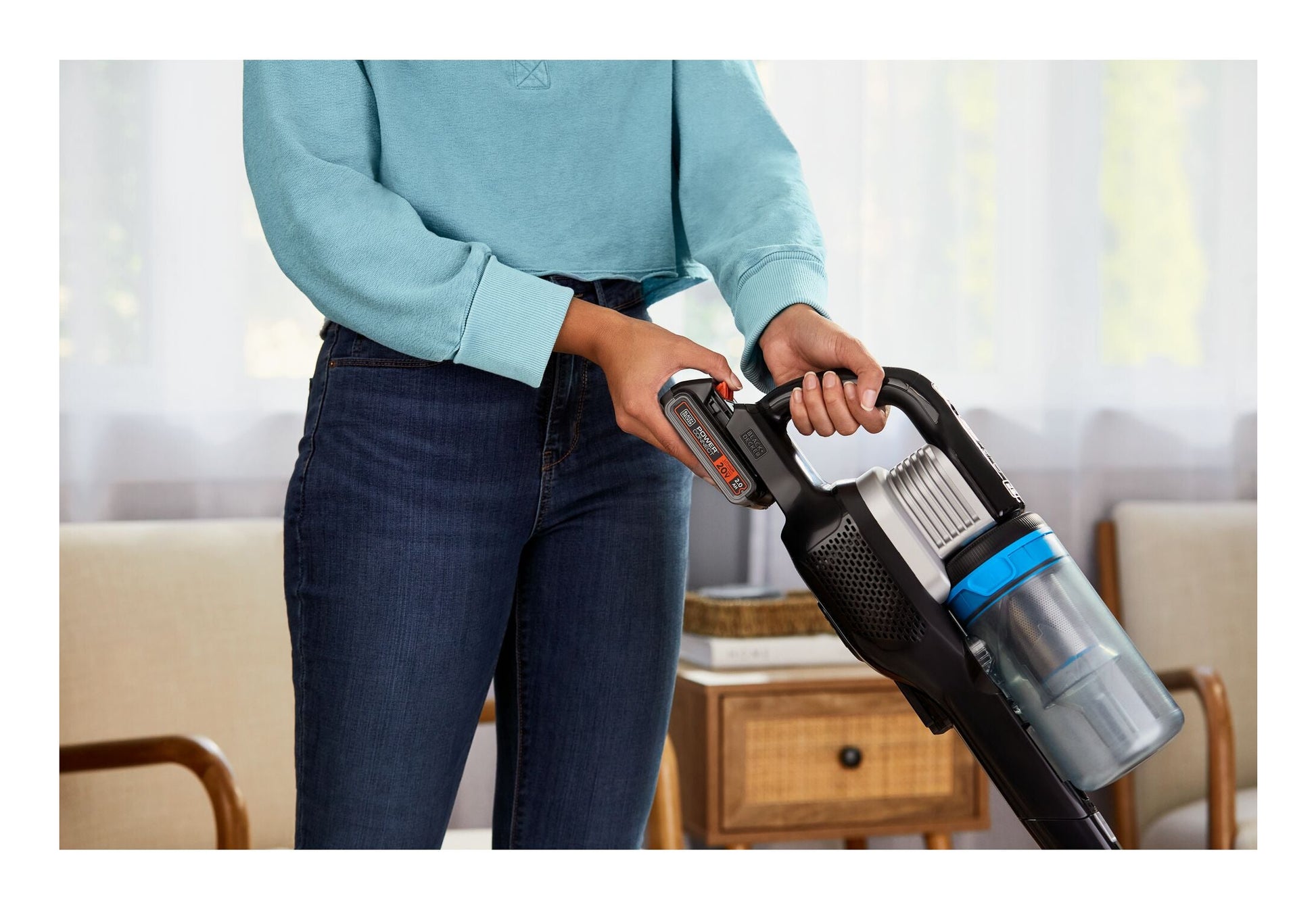 Black & Decker Akku-Stielsauger – BHFEB520D1, Schwarz/Transparent/Weiss, 2-in-1