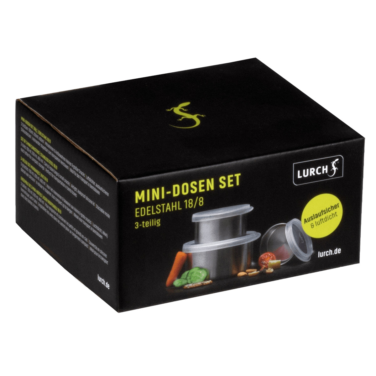 Lurch Vorratsdose 100/200/400 ml, rund, Edelstahl/Silikon, 3er-Set, silber